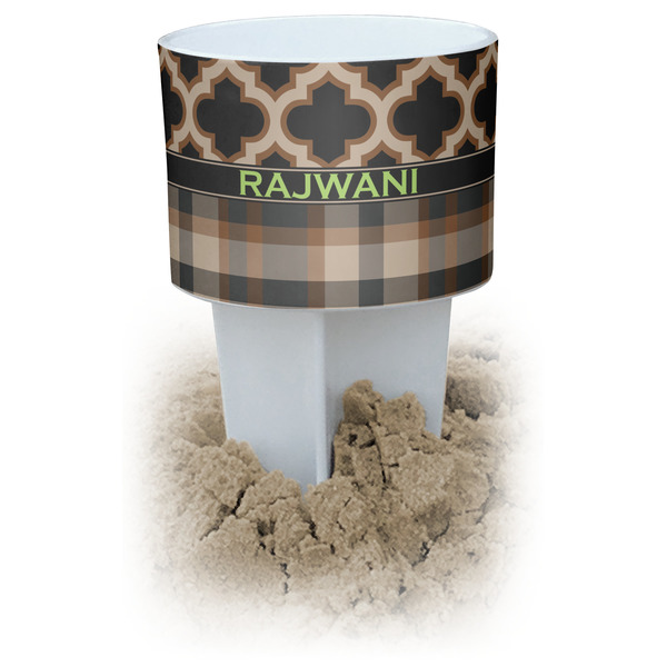 Custom Moroccan & Plaid White Beach Spiker Drink Holder (Personalized)