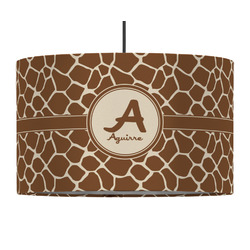 Giraffe Print 12" Drum Pendant Lamp - Fabric (Personalized)