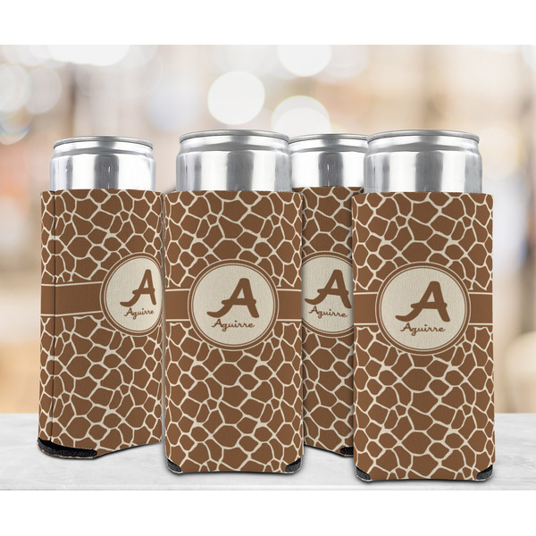 Giraffe Print 12oz Tall Can Sleeve - Set of 4 - LIFESTYLE