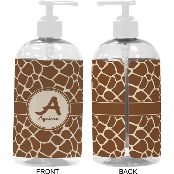 Giraffe Print 16 oz Plastic Liquid Dispenser- Approval- White