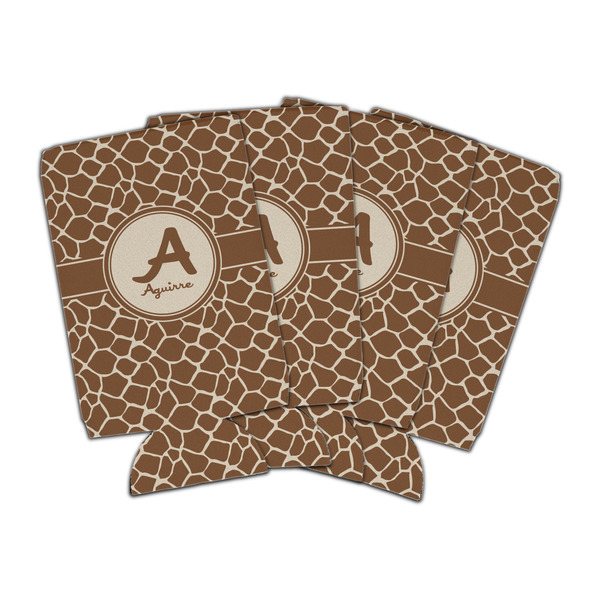 Custom Giraffe Print Can Cooler (16 oz) - Set of 4 (Personalized)