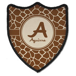 Giraffe Print Iron On Shield Patch B w/ Name and Initial