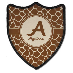Giraffe Print Iron On Shield Patch B w/ Name and Initial