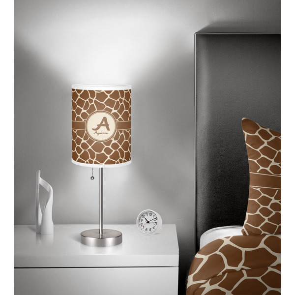 Giraffe Print 7 inch drum lamp shade - in room