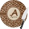 Giraffe Print Round Glass Cutting Board - Small (Personalized)