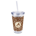 Giraffe Print 16oz Double Wall Acrylic Tumbler with Lid & Straw - Full Print (Personalized)