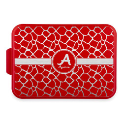Giraffe Print Aluminum Baking Pan with Red Lid (Personalized)
