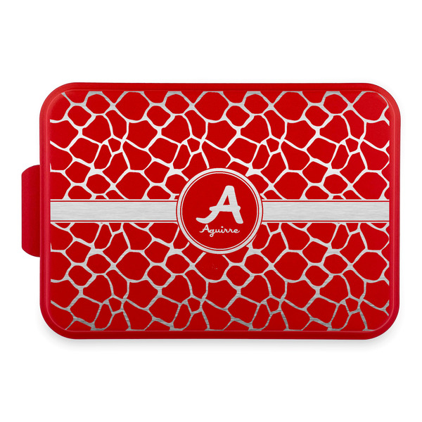 Custom Giraffe Print Aluminum Baking Pan with Red Lid (Personalized)