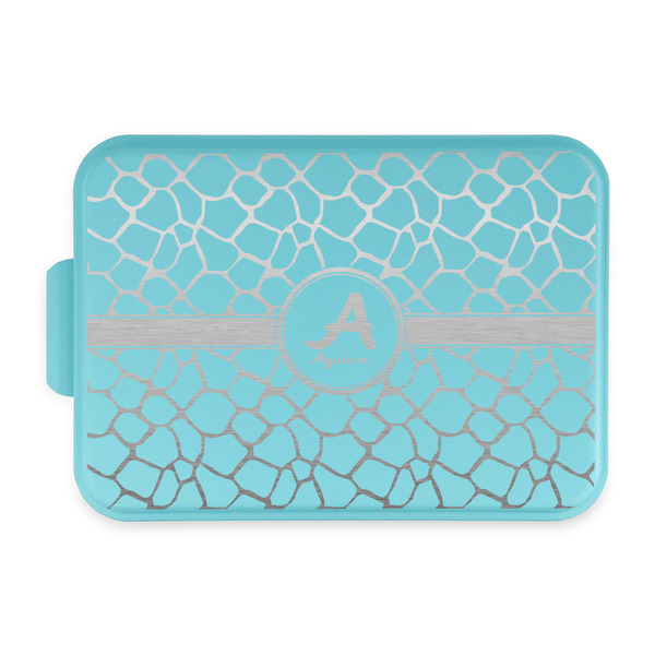 Custom Giraffe Print Aluminum Baking Pan with Teal Lid (Personalized)