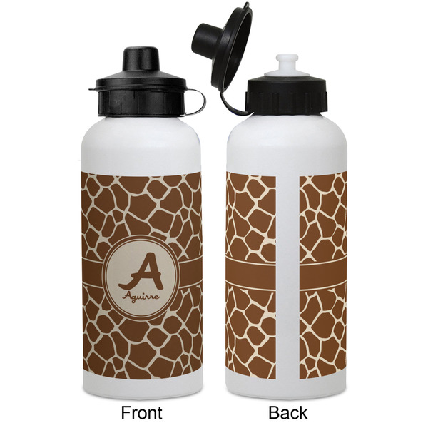 Giraffe Print Aluminum Water Bottle - White APPROVAL