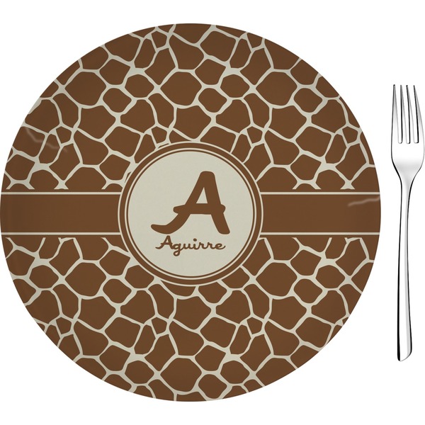 Custom Giraffe Print 8" Glass Appetizer / Dessert Plates - Single or Set (Personalized)