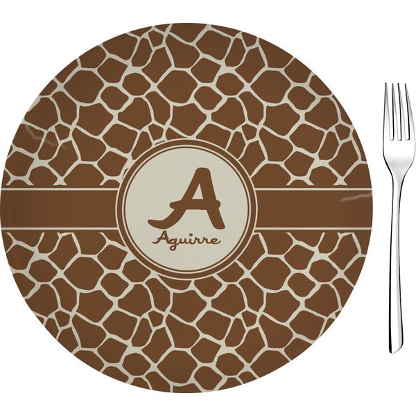 Custom Giraffe Print 8" Glass Appetizer / Dessert Plates - Single or Set (Personalized)