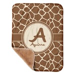 Giraffe Print Sherpa Baby Blanket - 30" x 40" w/ Name and Initial