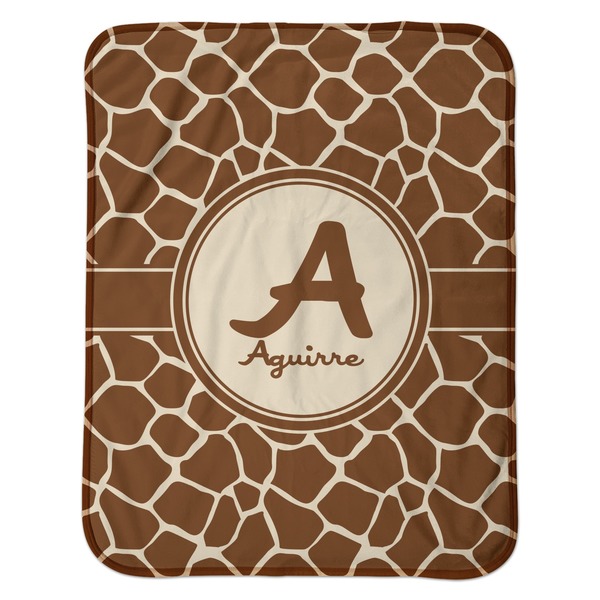 Giraffe Print Baby Sherpa Blanket - Flat