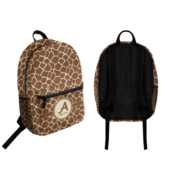 Giraffe Print Backpack front and back - Apvl