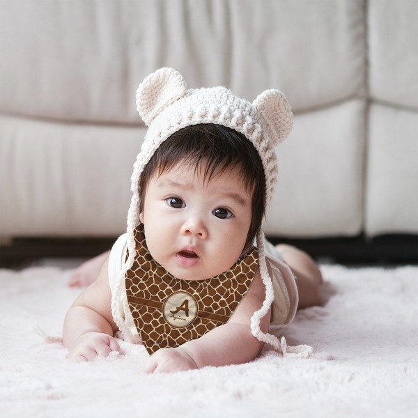 Giraffe Print Bandana Bib - (Lifestyle 2 girl)