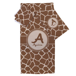 Giraffe Print Bath Towel Set - 3 Pcs (Personalized)