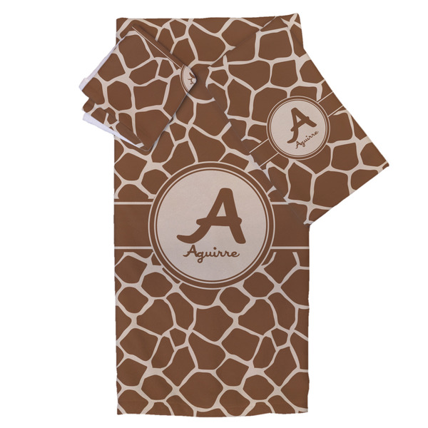 Custom Giraffe Print Bath Towel Set - 3 Pcs (Personalized)