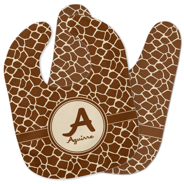 Custom Giraffe Print Baby Bib w/ Name and Initial
