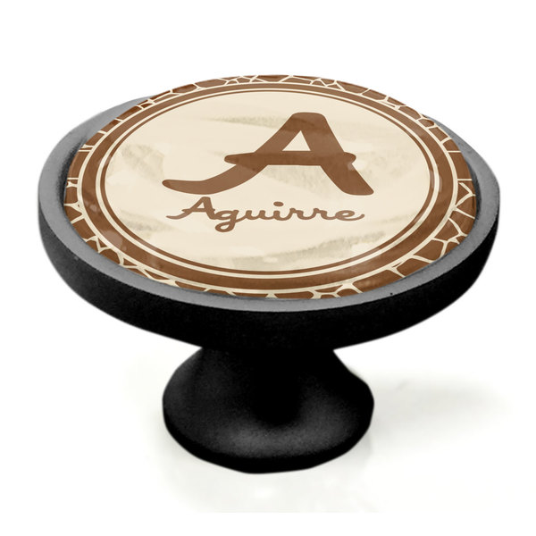 Giraffe Print Black Custom Cabinet Knob (Side)