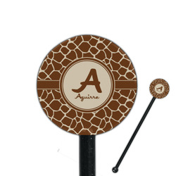 Giraffe Print 5.5" Round Plastic Stir Sticks - Black - Single Sided (Personalized)