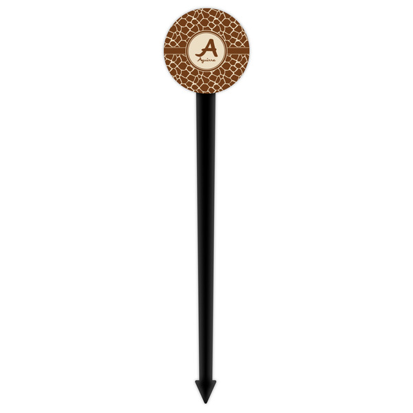 Giraffe Print Black Plastic 6" Food Pick - Round - Single Pick