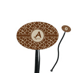 Giraffe Print 7" Oval Plastic Stir Sticks - Black - Single Sided (Personalized)