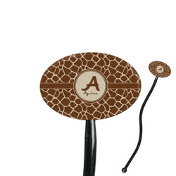 Giraffe Print 7" Oval Plastic Stir Sticks - Black - Single Sided (Personalized)