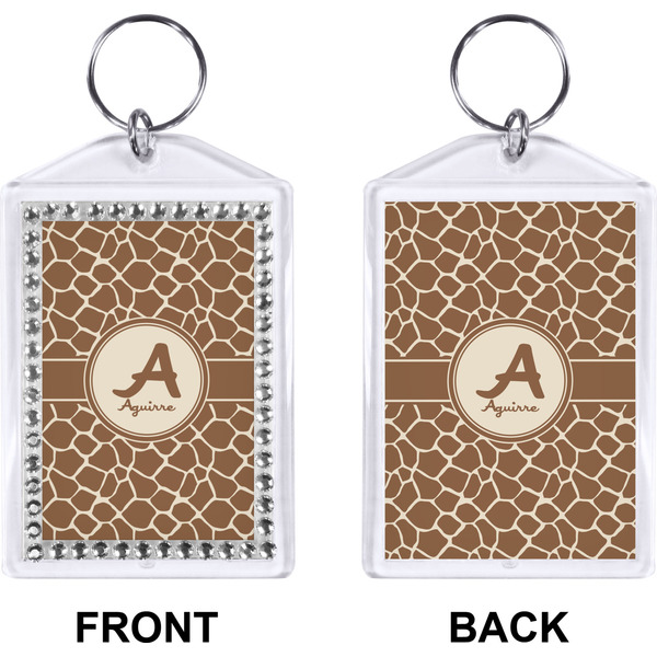 Giraffe Print Bling Keychain (Front + Back)
