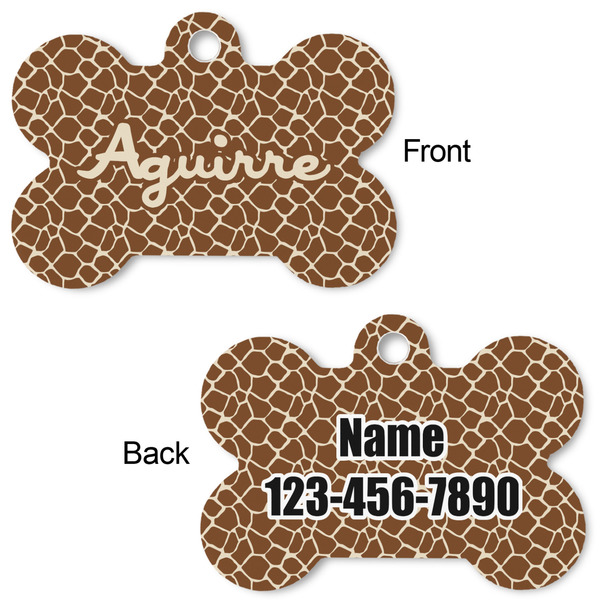 Giraffe Print Bone Shaped Dog ID Tag - Large - Approval