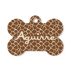 Giraffe Print Bone Shaped Dog ID Tag - Small (Personalized)