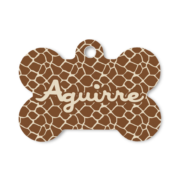 Custom Giraffe Print Bone Shaped Dog ID Tag - Small (Personalized)