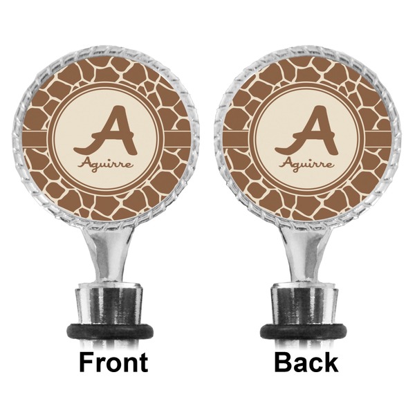 Giraffe Print Bottle Stopper - Front and Back