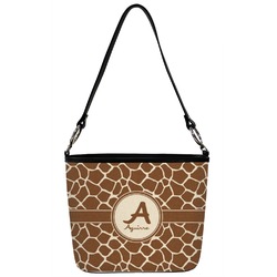 Giraffe Print Bucket Bag w/ Genuine Leather Trim (Personalized)