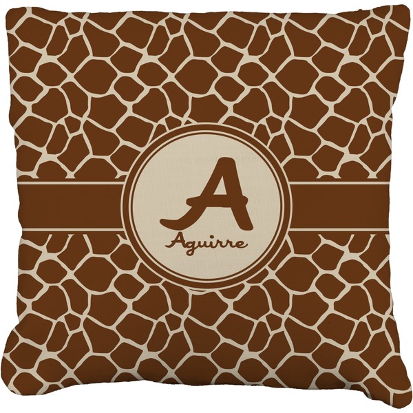 Custom Giraffe Print Faux-Linen Throw Pillow 18" (Personalized)