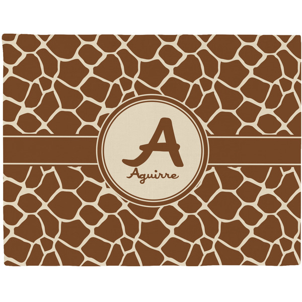 Custom Giraffe Print Woven Fabric Placemat - Twill w/ Name and Initial