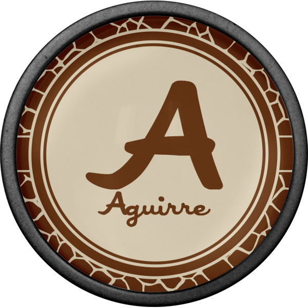 Giraffe Print Cabinet Knob - Black - Front