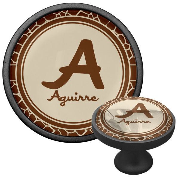 Giraffe Print Cabinet Knob - Black - Multi Angle