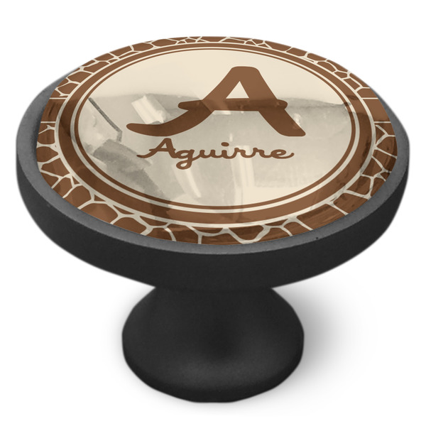 Giraffe Print Cabinet Knob - Black - Side