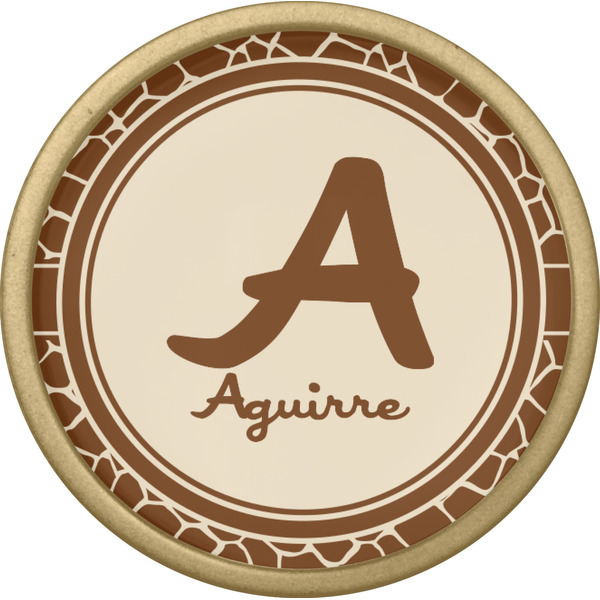 Giraffe Print Cabinet Knob - Gold - Front