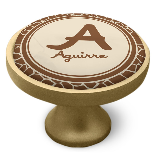 Giraffe Print Cabinet Knob - Gold - Side