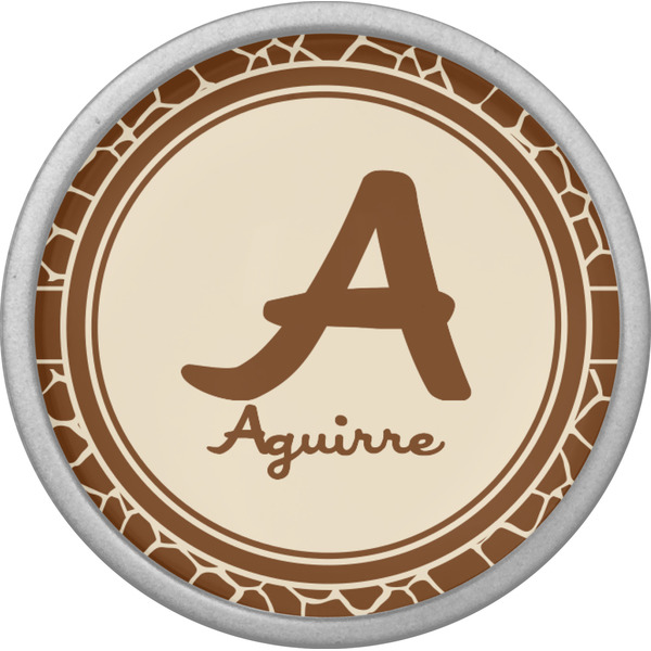 Giraffe Print Cabinet Knob - Nickel - Front