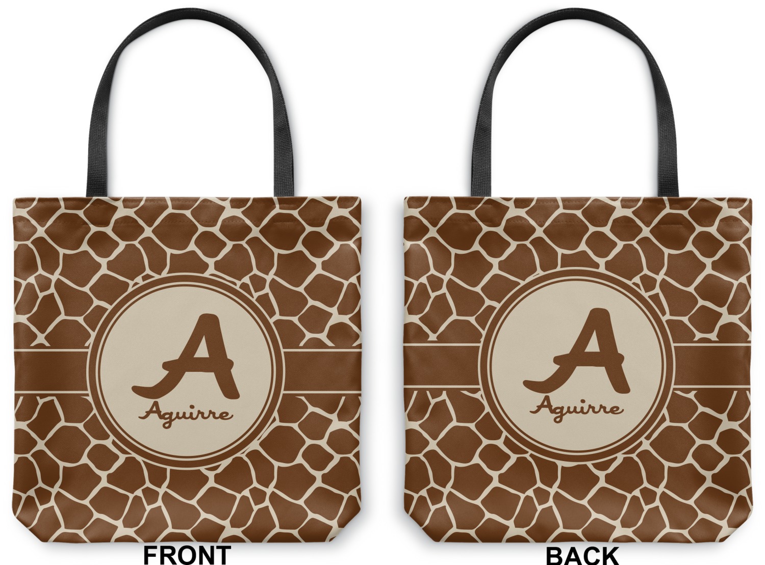 Custom Giraffe Print Canvas Tote Bag (Personalized) YouCustomizeIt