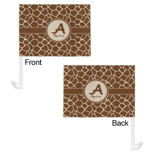 Giraffe Print Car Flag - 11" x 8" - Front & Back View