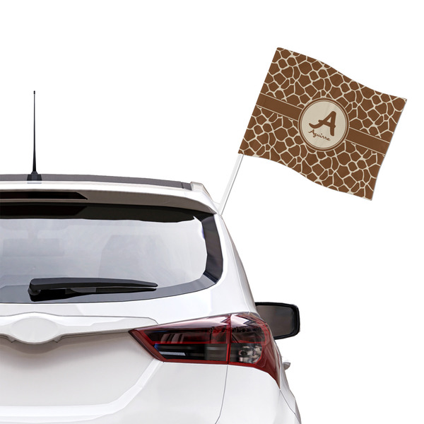 Giraffe Print Car Flag - Large - LIFESTYLE
