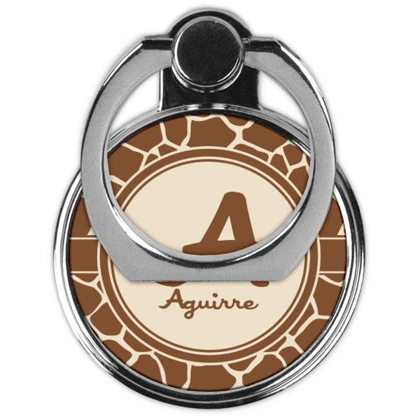 Giraffe Print Cell Phone Ring Stand & Holder - Front (Collapsed)