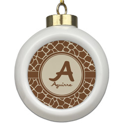 Giraffe Print Ceramic Ball Ornament (Personalized)