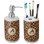 Giraffe Print Ceramic Bathroom Accessories Set (Personalized)
