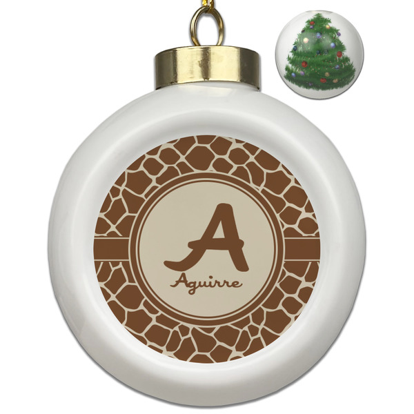 Custom Giraffe Print Ceramic Ball Ornament - Christmas Tree (Personalized)
