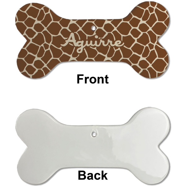 Giraffe Print Ceramic Flat Ornament - Bone Front & Back Single Print (APPROVAL)